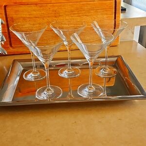 Martini glasses on silver tray